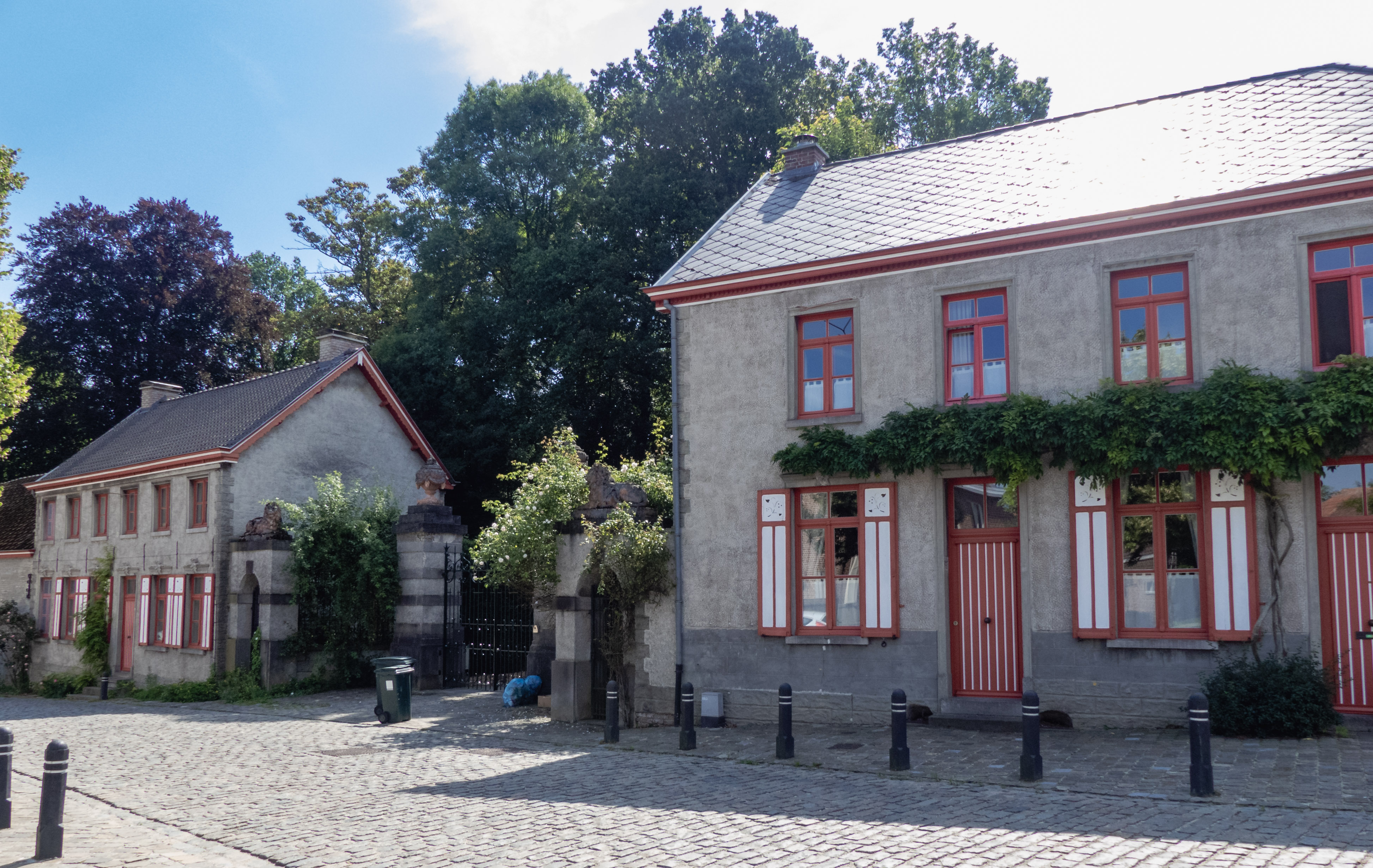 Twee grijze huizen in Roborst